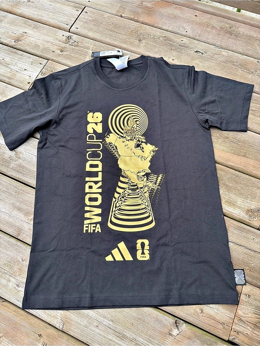 Adidas FIFA World Cup 26 Black Gold Graphic T-Shirt Men’s Medium NWT